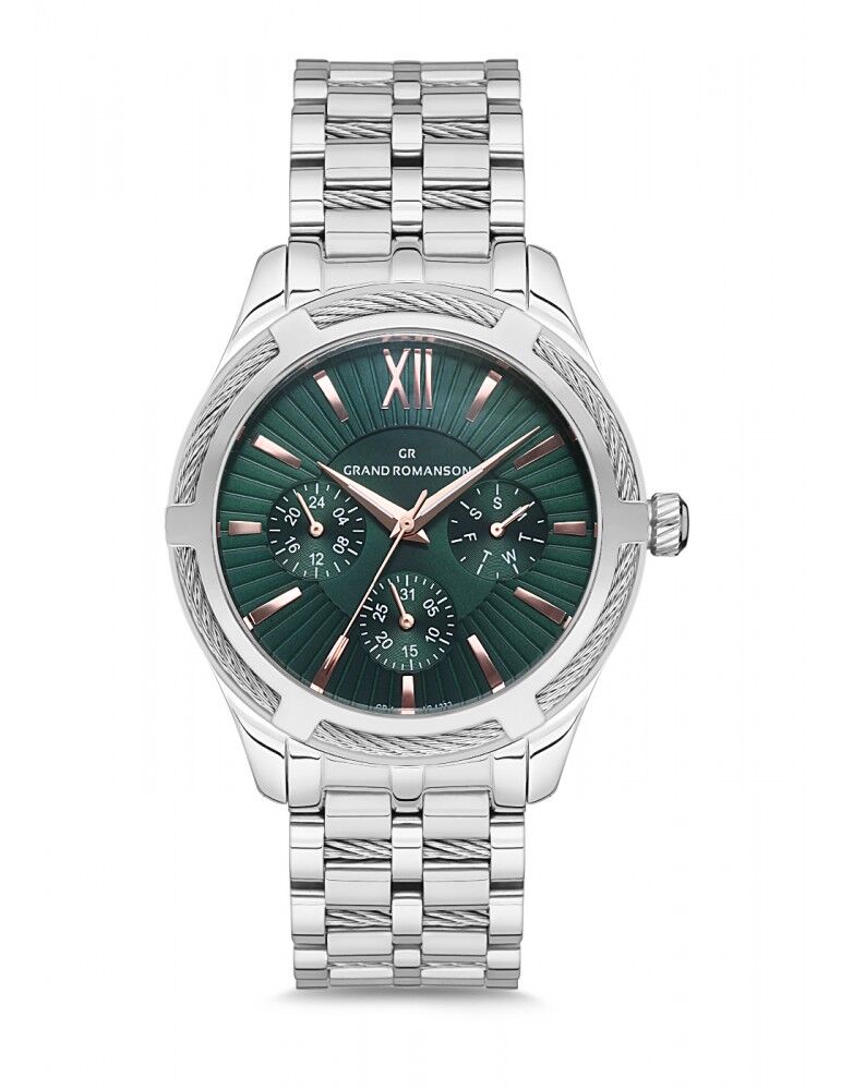 Corde Du temps Ruby Zilver Groen Heren Horloge